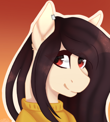 Size: 900x1000 | Tagged: safe, artist:pixelberrry, derpibooru import, oc, pony, bust, clothes, female, mare, portrait, solo, sweater