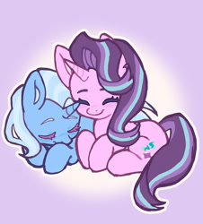 Size: 1674x1854 | Tagged: safe, artist:vwenties, derpibooru import, starlight glimmer, trixie, pony, unicorn, g4, duo, duo female, eyes closed, female, horn, lesbian, mare, shipping, startrix