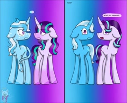 Size: 1999x1624 | Tagged: safe, artist:insanahyde, derpibooru import, starlight glimmer, trixie, g4, female, lesbian, redesign, shipping, startrix