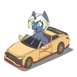 Size: 1668x1668 | Tagged: safe, artist:zeroonesunray, derpibooru import, oc, oc only, unicorn, car, commission, female, horn, simple background, solo, white background, ych result, your character here