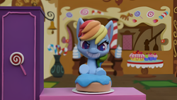 Size: 1920x1080 | Tagged: safe, derpibooru import, edit, edited screencap, screencap, rainbow dash, pegasus, pony, g4, g4.5, my little pony: stop motion short, cute, grin, smiling, solo, sugarcube corner