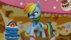 Size: 1920x1080 | Tagged: safe, derpibooru import, edit, edited screencap, screencap, rainbow dash, pegasus, pony, g4, g4.5, my little pony: stop motion short, cute, smiling, solo, sugarcube corner