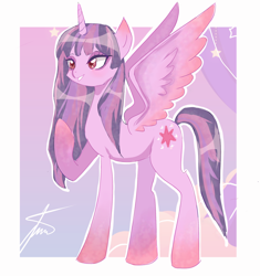 Size: 1880x2004 | Tagged: safe, artist:sanechkaa, derpibooru import, twilight sparkle, twilight sparkle (alicorn), alicorn, pony, g4, alternate hairstyle, coat markings, eyeshadow, female, grin, makeup, mare, raised hoof, raised leg, smiling, solo