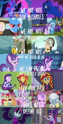 Size: 736x1432 | Tagged: safe, derpibooru import, edit, edited screencap, screencap, apple bloom, diamond tiara, discord, fluttershy, midnight sparkle, princess luna, sci-twi, scootaloo, silver spoon, starlight glimmer, sunset shimmer, sweetie belle, twilight sparkle, alicorn, draconequus, earth pony, pegasus, pony, unicorn, call of the cutie, equestria girls, equestria girls series, friendship is magic, g4, luna eclipsed, magic duel, season 1, season 2, season 3, season 5, season 6, the cutie re-mark, the return of harmony, to where and back again, alicorn amulet, cutie mark crusaders, discovery family, discovery family logo, female, filly, foal, horn, hub logo, library, logo, mare, my little pony equestria girls: friendship games, my little pony equestria girls: rainbow rocks, ponyville town hall, s5 starlight, the hub, twilight's castle, twilight's castle library