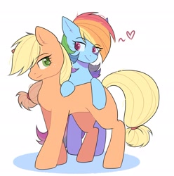 Size: 1907x1923 | Tagged: safe, artist:arllistar, derpibooru import, applejack, rainbow dash, earth pony, pegasus, pony, appledash, duo, duo female, female, lesbian, looking at each other, looking at someone, mare, shipping, simple background, white background