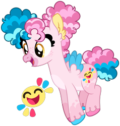 Size: 1541x1619 | Tagged: safe, artist:strawberry-spritz, derpibooru import, oc, oc only, hippogriff, hybrid, female, interspecies offspring, magical lesbian spawn, offspring, parent:pinkie pie, parent:princess skystar, parents:skypie, simple background, solo, transparent background