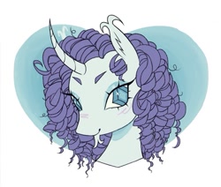 Size: 693x589 | Tagged: safe, artist:lesboin, derpibooru import, rarity, classical unicorn, pony, unicorn, alternate hairstyle, curly hair, horn, solo
