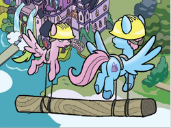 Size: 564x421 | Tagged: safe, artist:tonyfleecs, derpibooru import, idw, pegasus, pony, g4, spoiler:comic, spoiler:comicfeatsoffriendship01, clothes, comic, hard hat, hat, male, official comic, school of friendship, stallion, unnamed character, unnamed pony