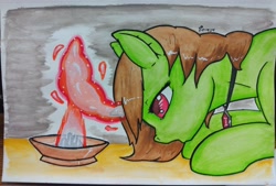 Size: 3936x2665 | Tagged: safe, artist:edgarkingmaker, derpibooru import, oc, oc only, oc:pickpear, unicorn, female, horn, solo, traditional art, watercolor painting