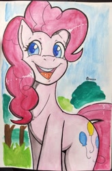 Size: 2605x3972 | Tagged: safe, derpibooru import, pinkie pie, etsy, solo, traditional art, watercolor painting