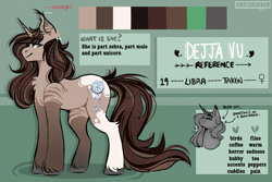 Size: 1095x730 | Tagged: safe, artist:dejji_vuu, derpibooru import, oc, oc:dejja vu, hybrid, pony, female, mare, reference sheet, solo