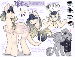 Size: 706x541 | Tagged: safe, artist:dejji_vuu, derpibooru import, oc, oc:dolce disonanza, pegasus, pony, female, mare, reference sheet, solo