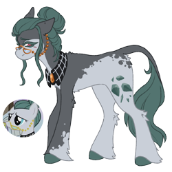 Size: 1000x1000 | Tagged: safe, artist:kazmuun, derpibooru import, cloudy quartz, earth pony, pony, alternate design, brooch, concave belly, ears back, female, glasses, glasses chain, hair bun, jewelry, leg fluff, leonine tail, mare, simple background, solo, tail, transparent background