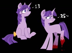 Size: 1211x894 | Tagged: safe, artist:partyponypower, derpibooru import, starlight glimmer, pony, unicorn, g4, alternate hairstyle, alternate universe, black background, blood, horn, simple background, solo