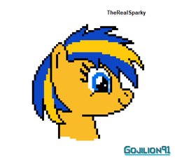 Size: 437x398 | Tagged: safe, artist:gojilion91, derpibooru import, oc, oc:flare spark, pony, g4, bust, female, pixel art, simple background, solo, white background