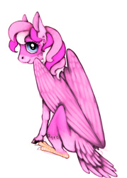 Size: 1000x1400 | Tagged: safe, artist:reamina, derpibooru import, oc, oc:bublegum sherbet, hippogriff, female, folded wings, large wings, reverse hippogriff, simple background, solo, white background, wings