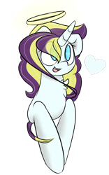 Size: 1197x1920 | Tagged: safe, artist:umbreow, derpibooru import, oc, oc:heavenly delight, pony, unicorn, bust, female, halo, horn, mare, portrait, simple background, solo, transparent background