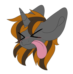 Size: 941x960 | Tagged: safe, derpibooru import, oc, oc only, unicorn, cross-eyed, horn, silly face, solo, tongue, tongue out