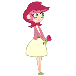 Size: 500x500 | Tagged: artist needed, safe, derpibooru import, roseluck, human, g4, blushing, flower, green eyes, humanized, red hair, rose, simple background, transparent background