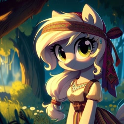 Size: 1024x1024 | Tagged: safe, ai content, derpibooru import, machine learning generated, derpy hooves, cyrillic, forest, nature, prompter needed, russian, slavic, solo, tree