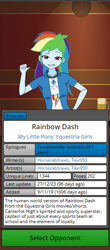 Size: 290x660 | Tagged: safe, artist:horsecat, artist:tavi959, derpibooru import, rainbow dash, human, equestria girls, g4, alcohol, bar, beer, beer mug, blue skin, breasts, character select, clothes, cocky, explicit source, faic, female, game, game screencap, humanized, jewelry, kisekae, looking at you, necklace, open clothes, open shirt, pointing at self, rainboob dash, shirt, smug, smugdash, solo, spnati, text, white shirt