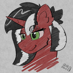 Size: 2000x2000 | Tagged: safe, artist:pedalspony, derpibooru import, oc, oc only, oc:phantom, pony, unicorn, colored sketch, horn, male, sketch, smiling, smirk, stallion, unicorn oc