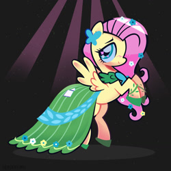 Size: 1280x1280 | Tagged: safe, artist:seasemissary, derpibooru import, fluttershy, pony, clothes, dress, gala dress, solo