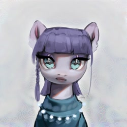 Size: 1440x1440 | Tagged: safe, artist:505p0ni, derpibooru import, maud pie, earth pony, pony, g4, abstract background, bust, clothes, dress, female, looking at you, mare, solo