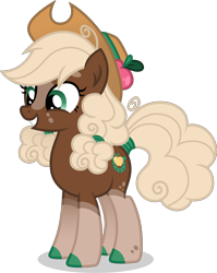 Size: 2000x2511 | Tagged: safe, artist:cirillaq, derpibooru import, oc, oc:golcen delicious, earth pony, pony, female, hat, mare, simple background, solo, transparent background