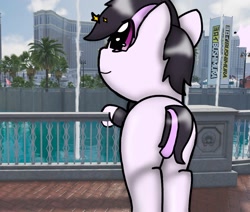 Size: 1272x1080 | Tagged: safe, artist:foxfer64_yt, derpibooru import, oc, oc only, earth pony, pony, butt, fountain, looking at something, looking up, smiling, stars