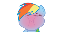 Size: 1620x902 | Tagged: safe, derpibooru import, edit, edited screencap, part of a set, screencap, rainbow dash, pony, g4, sweet and elite, blushing, closed mouth, eyes closed, female, holding breath, mare, puffy cheeks, red face, simple background, solo, white background