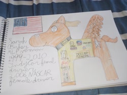 Size: 4000x3000 | Tagged: safe, artist:super coyote 1804, derpibooru import, pony, indianapolis 500, indy 500, indycar, nascar, photo, ponified, sarah fisher, solo, species swap, traditional art, united states