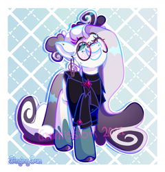 Size: 953x994 | Tagged: safe, artist:singingsun, derpibooru import, oc, earth pony, pony, abstract background, clothes, glasses, solo