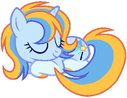 Size: 303x235 | Tagged: safe, artist:cosmichorrawr, derpibooru import, oc, oc only, oc:leger demain, pony, unicorn, aliasing, base used, blue coat, horn, simple background, sleeping, smiling, solo, transparent background, unicorn oc