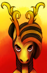 Size: 1100x1700 | Tagged: safe, artist:reamina, derpibooru import, oc, oc:equanimous cosmos, pony, antlers, bust, portrait, solo