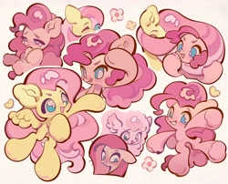 Size: 5200x4200 | Tagged: safe, artist:yanyannonoz, derpibooru import, fluttershy, pinkie pie, oc, oc:fluffle puff, earth pony, pegasus, pony, g4, blushing, cute, duo, female, flower, heart, mare, open mouth, pinkamena diane pie, simple background, smiling, sweat, teary eyes, tongue, tongue out, white background