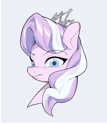 Size: 1410x1651 | Tagged: safe, artist:6ji5z6gmst1j2vs, derpibooru import, diamond tiara, earth pony, pony, g4, bust, female, filly, foal, light blue background, portrait, simple background, solo