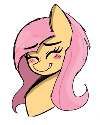 Size: 957x1197 | Tagged: safe, artist:billtism, derpibooru import, fluttershy, pegasus, pony, g4, blushing, bust, eyes closed, female, mare, simple background, solo, white background