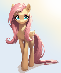Size: 2159x2608 | Tagged: safe, artist:sierraex, derpibooru import, fluttershy, pegasus, pony, g4, female, full body, gradient background, high res, mare, solo