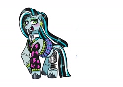 Size: 1754x1240 | Tagged: safe, artist:jully-park, derpibooru import, earth pony, pony, frankie stein, full body, monster high, nonbinary, simple background, solo, white background