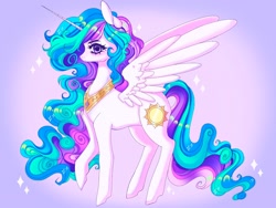 Size: 2048x1540 | Tagged: safe, artist:dollbunnie, derpibooru import, princess celestia, alicorn, pony, g4, female, gradient background, mare, peytral, solo, spread wings, wings