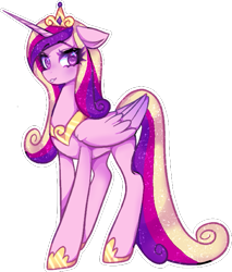 Size: 585x688 | Tagged: safe, artist:natures_love, derpibooru import, princess cadance, alicorn, pony, concave belly, female, folded wings, large wings, long tail, mare, outline, simple background, slender, solo, tail, tall, thin, transparent background, white outline, wings