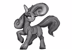 Size: 3852x2650 | Tagged: safe, artist:winpuss, derpibooru import, oc, oc only, earth pony, pony, black and white, female, grayscale, mare, monochrome, simple background, white background