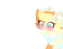 Size: 4096x3185 | Tagged: safe, artist:sodapop sprays, derpibooru import, oc, oc:sodapop sprays, pegasus, pony, blushing, clothes, curious, ear fluff, ears, eye clipping through hair, happy, looking down, shirt, simple background, solo, transparent background