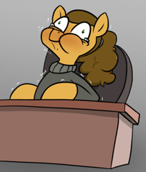 Size: 364x430 | Tagged: safe, artist:strebiskunk, derpibooru import, cheese sandwich, pony, the last laugh, clothes, cropped, cropped porn, derp, holding breath, puffy cheeks, shaking, solo, stifling laughter, sweater, teary eyes, turtleneck, wall eyed