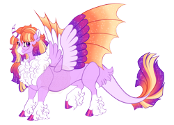 Size: 4300x3100 | Tagged: safe, artist:gigason, derpibooru import, oc, oc only, oc:secret sphinx, draconequus, colored wings, concave belly, glasses, hybrid wings, long body, magical threesome spawn, multicolored wings, parent:discord, parent:sunburst, parent:twilight sparkle, simple background, slender, solo, thin, transparent background, wings