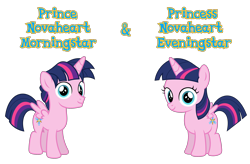 Size: 3286x2151 | Tagged: safe, anonymous artist, derpibooru import, oc, oc only, oc:prince novaheart morningstar, oc:princess novaheart eveningstar, alicorn, pony, fanfic:cat's cradle, alicorn oc, author:shakespearicles, brother, brother and sister, closed mouth, colt, description is relevant, duo, eyebrows, eyelashes, eyes open, family, fanfic, fanfic art, female, filly, fimfiction, foal, happy, high res, horn, implied inbreeding, implied incest, inbreeding, incest, looking, looking at you, looking back, looking back at you, male, name, nostrils, offspring, parent:oc:prince aster novaheart, parent:oc:princess selene novaheart, parents:oc:novahearts, product of incest, shakespearicles, siblings, simple background, sister, smiling, smiling at you, spread wings, standing, story included, symbol, text, transparent background, twins, wall of tags, wings