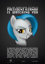 Size: 2480x3508 | Tagged: source needed, safe, anonymous artist, derpibooru import, oc, oc only, oc:lorelei kernav, earth pony, bust, eyebrows, portrait, propaganda poster, raised eyebrow, simple background, smiling, solo