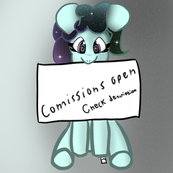 Size: 1500x1500 | Tagged: safe, artist:crystaline, derpibooru import, oc, oc only, oc:kristal (crystaline), earth pony, pony, advertisement, ethereal mane, galaxy mane, gradient background, looking at you, solo
