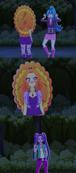 Size: 2000x4500 | Tagged: safe, artist:juanjocrespo, derpibooru import, adagio dazzle, aria blaze, sonata dusk, human, equestria girls, g4, ass, belt, blushing, bush, butt, clothes, comic, confused, denim, faic, female, fingerless gloves, flirting, forest, gloves, how to train your dragon, humanized, jeans, kisekae, lesbian, meme, movie reference, nature, open mouth, pants, ponified, ponified meme, ship:sonagio, shipping, shirt, shorts, skirt, socks, spiked wristband, stockings, the dazzlings, thigh highs, thumbs up, tree, trio, trio female, wristband